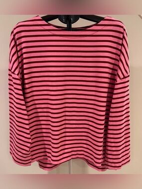 Beyond Nine Breton Stripe Top Pink Burgundy 3XL UK 22 US 18 20